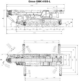 Rozměry jeřábu GROVE GMK 4100-L